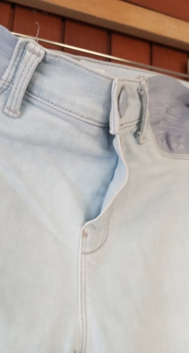 buz mavisi Kemerli Hamile Kot Pantolon - Görsel 3