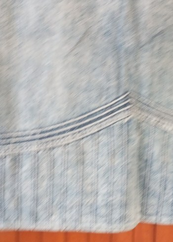 Gri Mavi Pileli Hamile Midi Kot Etek - Görsel 2