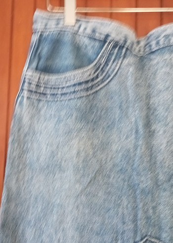 Gri Mavi Pileli Hamile Midi Kot Etek - Görsel 3