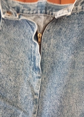 Gri Mavi Pileli Hamile Midi Kot Etek - Görsel 4