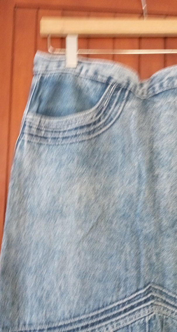 Gri Mavi Pileli Hamile Midi Kot Etek - Görsel 3