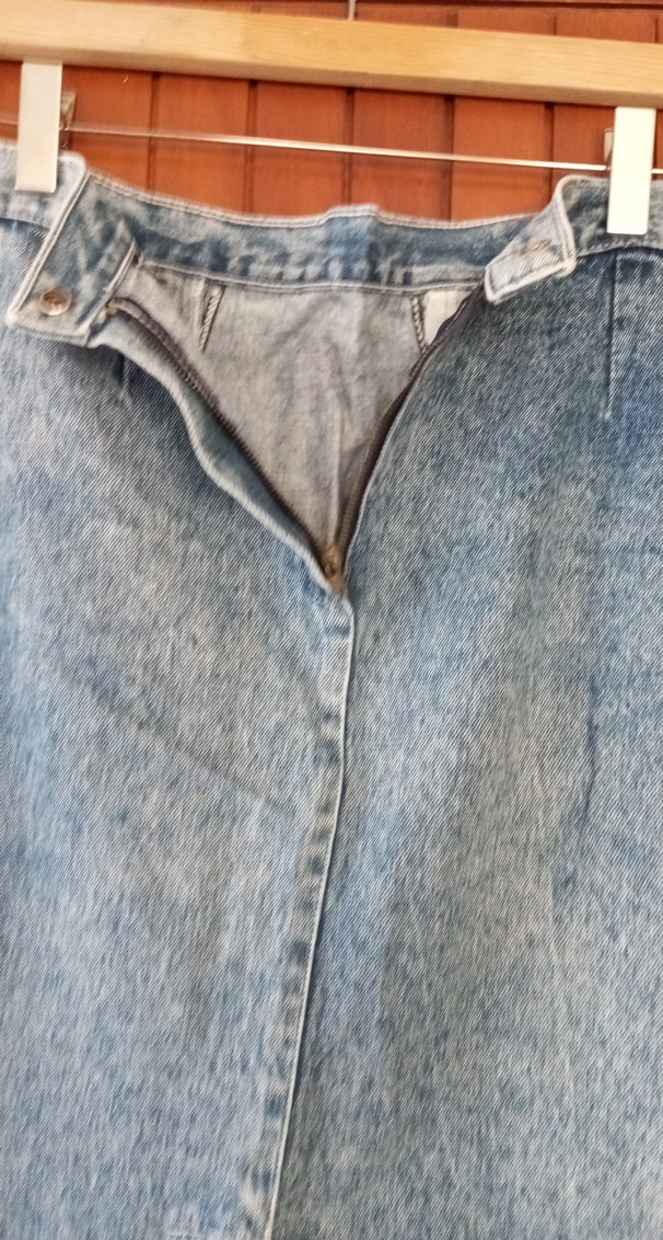 Gri Mavi Pileli Hamile Midi Kot Etek - Görsel 5