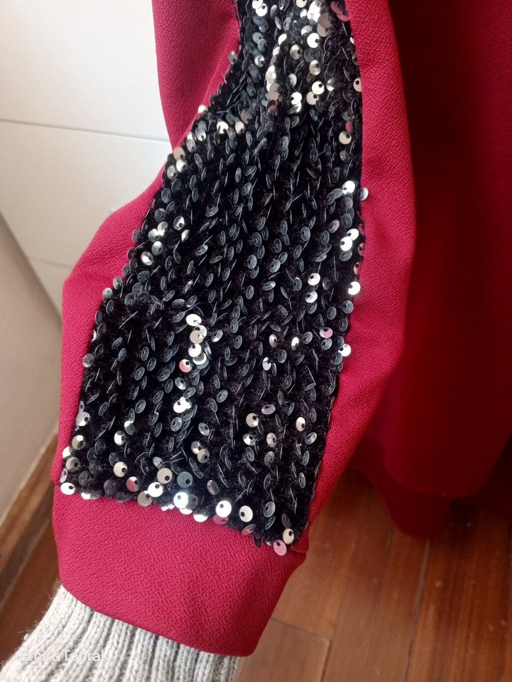 Bordo Uzun Kollu Salaş ikili takım - Görsel 2