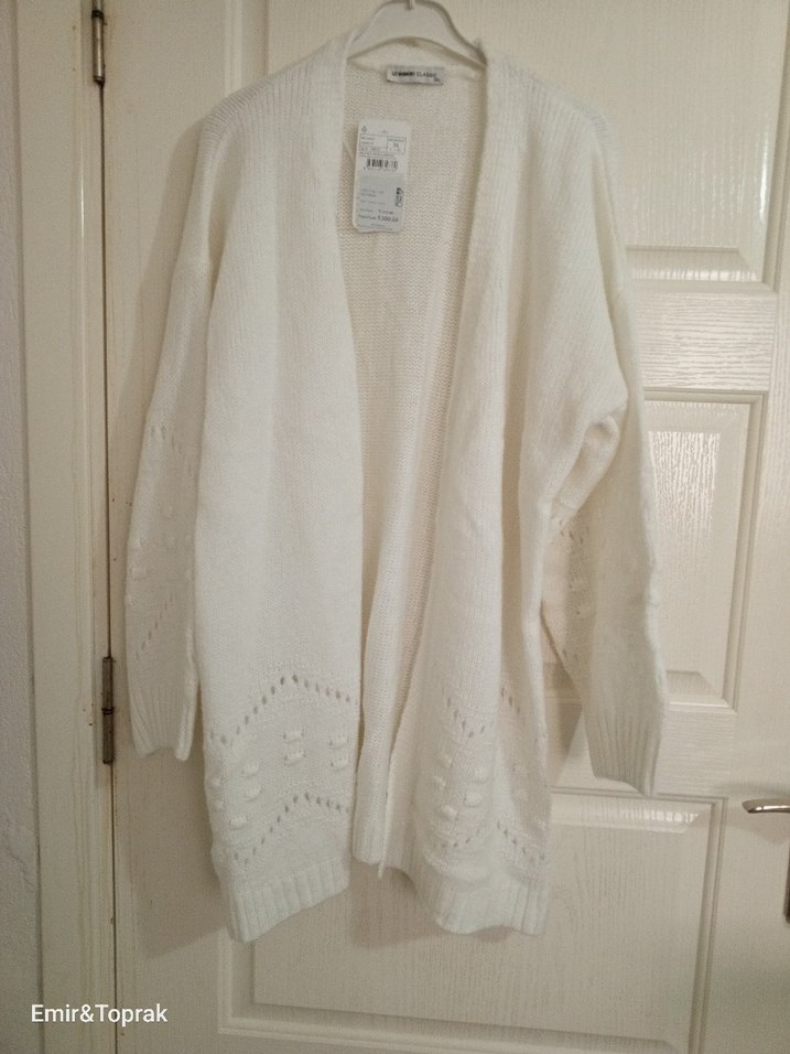 Beyaz Örgü Bohem Kadın Hırka - Görsel 2