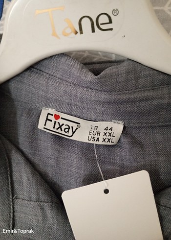 Gri Uzun Kollu  Kadın Gömlek - Görsel 2