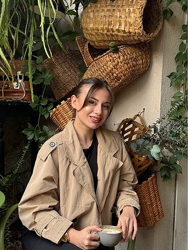 m Beden Zara crop trençkot