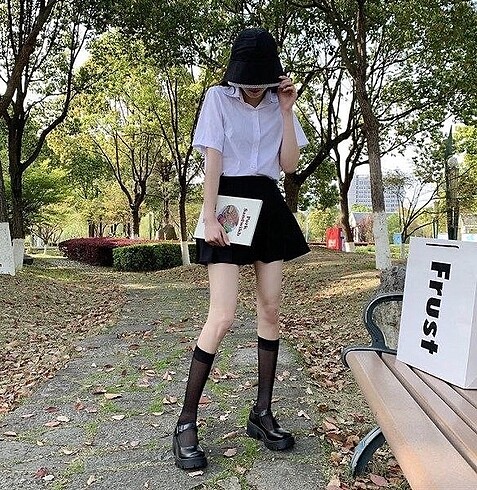 37 Beden Siyah Oxford Harajuku Tarz Lolita Ayakkabı