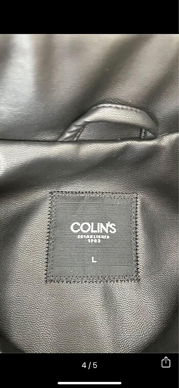 l Beden siyah Renk Etiketli sıfır kullanılmamış erkek deri ceket Colin?s
