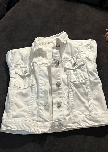 LC Waikiki Beyaz Düğmeli çocuk Denim Ceket