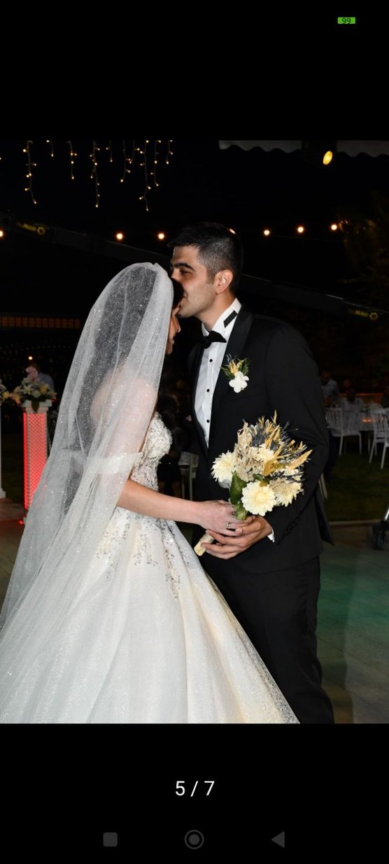 Vagzalli Beyaz Straplez A-Line Gelinlik - Görsel 3