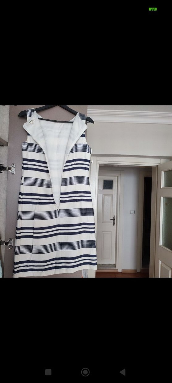 Çizgili Midi Elbise - Görsel 2