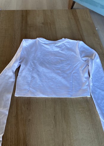 s Beden beyaz Renk Beyaz Uzun Kollu Mini Crop Top