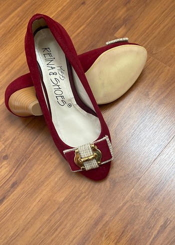 36 Beden kırmızı Renk Kırmızı Süet Tokalı Dolgu Topuklu Stiletto