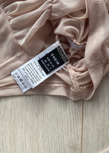 Bej Transparan Uzun Kollu Crop Top orijinal ürün - Görsel 5