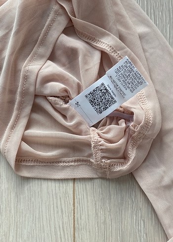 Bej Transparan Uzun Kollu Crop Top orijinal ürün - Görsel 6