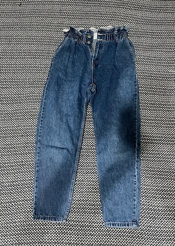 Kadın Mavi Bağlamalı Salaş Denim Pantolon