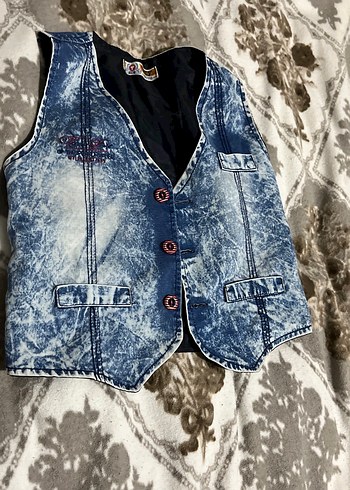 Erkek Çocuk Renkli Batik Denim Yelek - Görsel 4