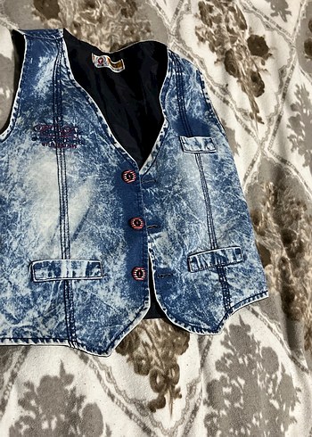 Erkek Çocuk Renkli Batik Denim Yelek - Görsel 3