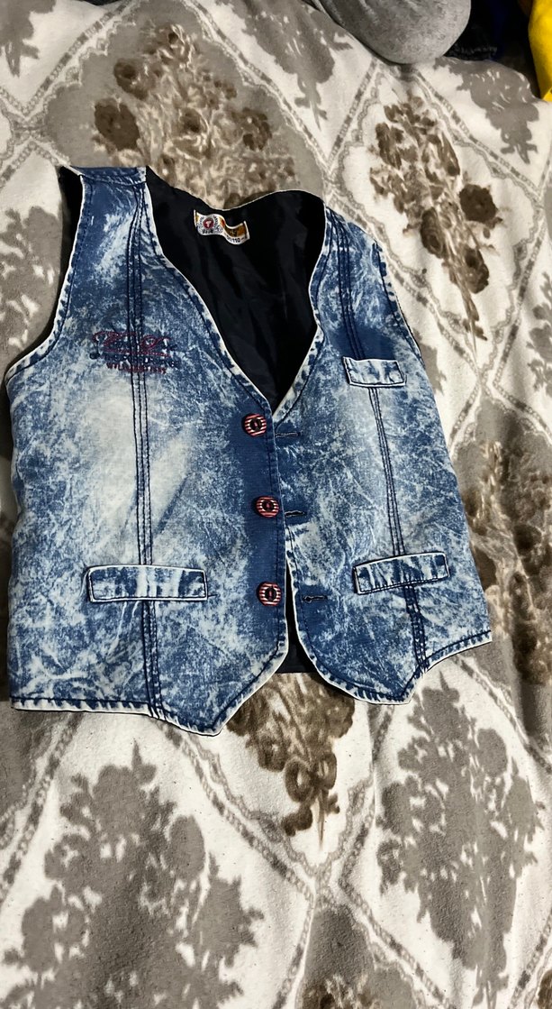 Erkek Çocuk Renkli Batik Denim Yelek - Görsel 4