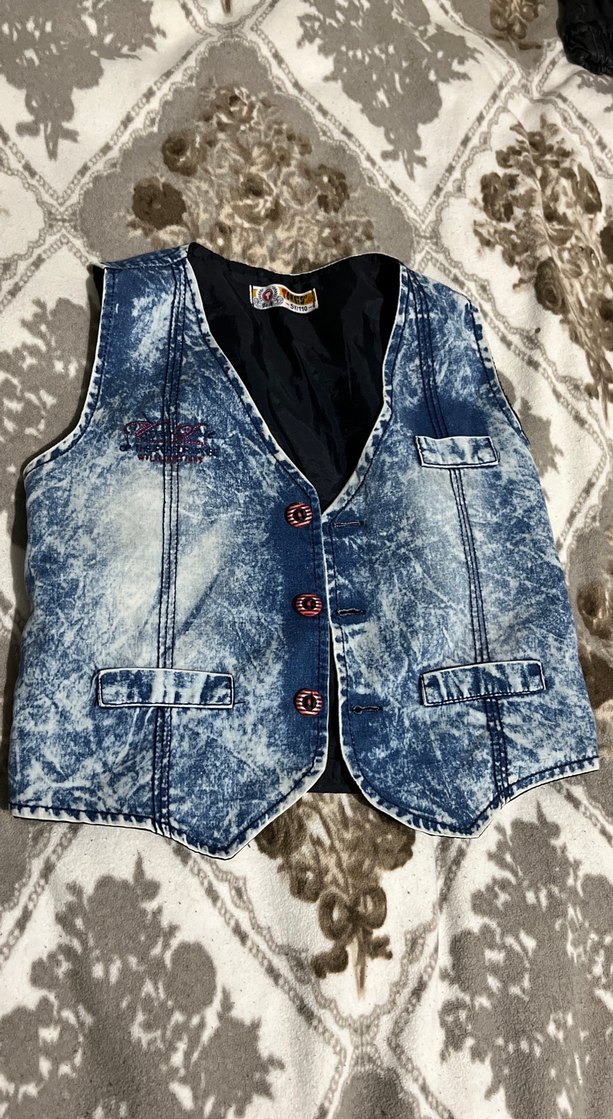 Erkek Çocuk Renkli Batik Denim Yelek - Görsel 5