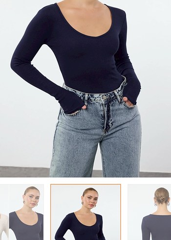 Bej ve Siyah Uzun Kollu Kadın Bluz - Görsel 2