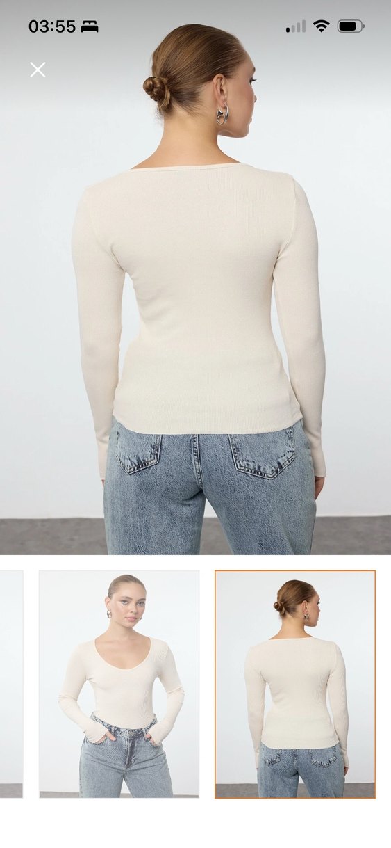 Bej ve Siyah Uzun Kollu Kadın Bluz - Görsel 5