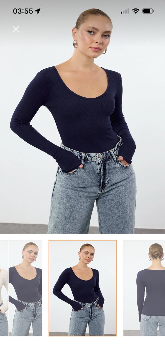 Bej ve Siyah Uzun Kollu Kadın Bluz - Görsel 2