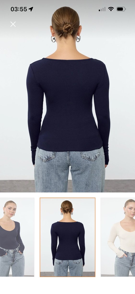 Bej ve Siyah Uzun Kollu Kadın Bluz - Görsel 3