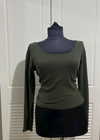 Kadın Haki Uzun Kollu Basic Bluz - Görsel 5