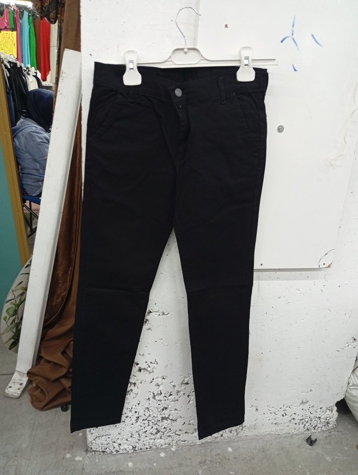 Kemerli Siyah okul Kumaş Pantolon - Görsel 2