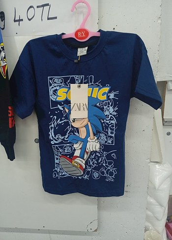 Zara Erkek Çocuk Mavi Baskılı Tişört