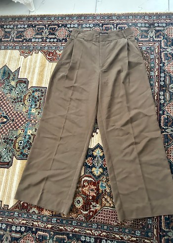xs Beden Kahverengi Pilili Kadın Kumaş Pantolon