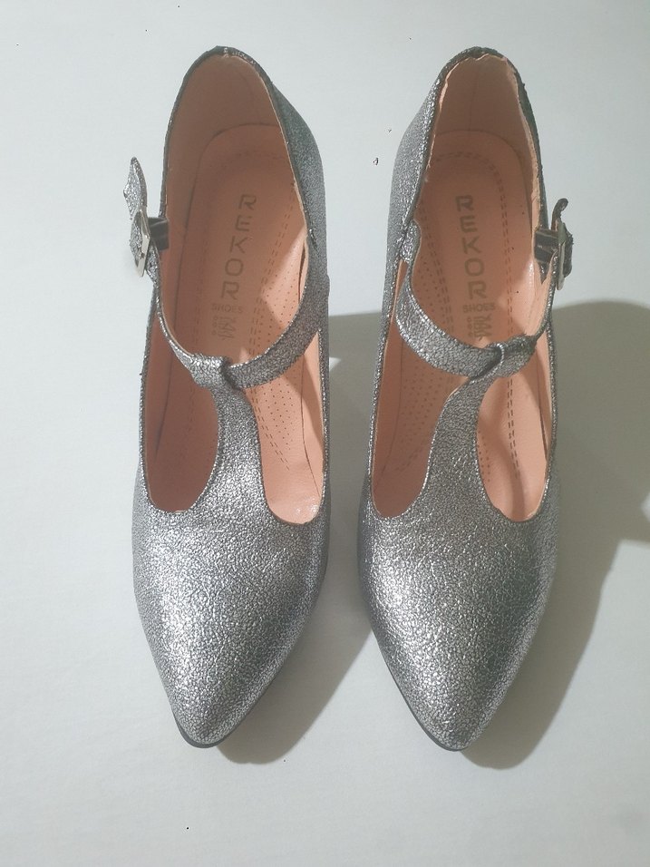 Gri Yılan Desenli Tokalı İnce Topuklu Kadın Ayakkabı - Görsel 3