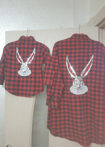 Anne kız  oduncu gömlek kombini - Görsel 3