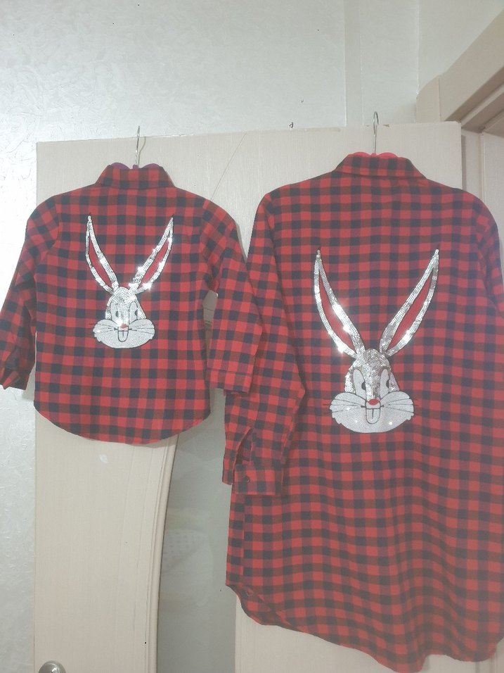 Anne kız  oduncu gömlek kombini - Görsel 3