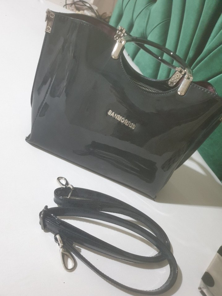 Sanmorrs Siyah Deri Tokalı Kadın Çanta - Görsel 2