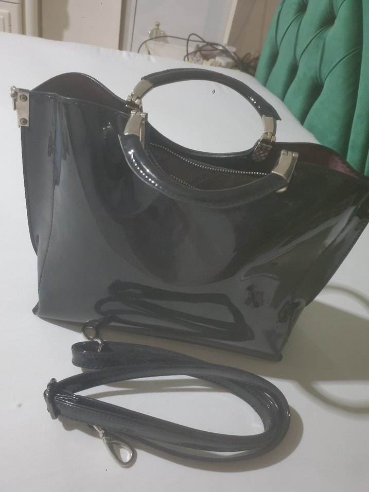 Sanmorrs Siyah Deri Tokalı Kadın Çanta - Görsel 3