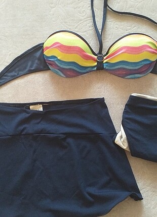36 Beden lacivert Renk Etekli bikini 