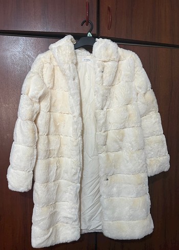 Kadın Beyaz Uzun Kürk Detaylı Ceket - Görsel 7