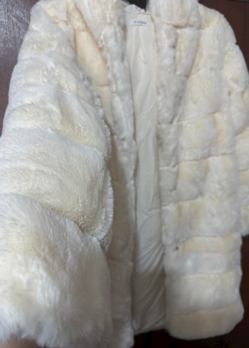 Kadın Beyaz Uzun Kürk Detaylı Ceket - Görsel 6