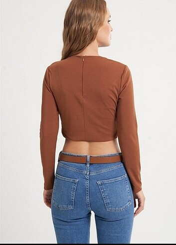 Diğer Taba Rengi Crop Bluz