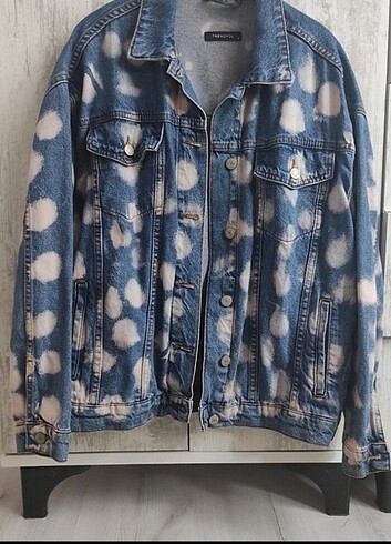 Puantiyeli Denim Ceket