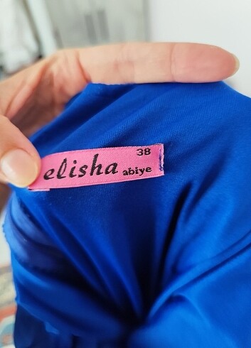 Elissa Saks Mavi Drapeli Gece Elbisesi