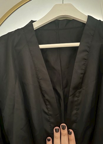 Siyah Midi Kadın Kimono - Görsel 3