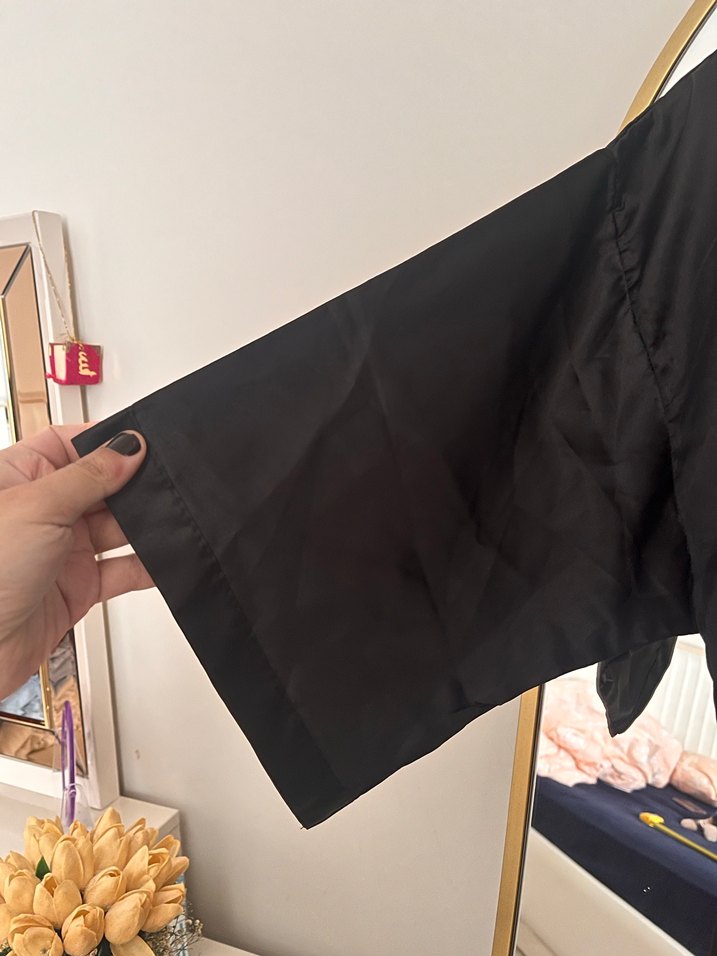 Siyah Midi Kadın Kimono - Görsel 2