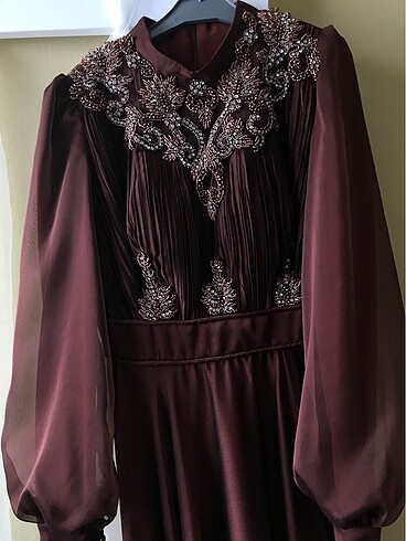 36 Beden kahverengi Renk Abiye elbise