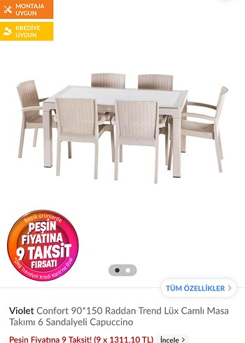 Beden 6lı rattan balkon masa takımı