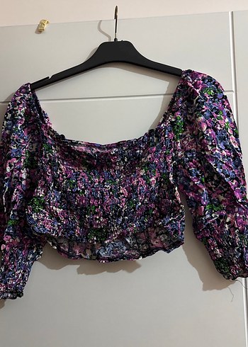 Kadın Mor Bağlamalı Mini Bluz - Görsel 2