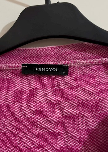 Pembe Kareli V Yaka Triko Hırka - Görsel 2