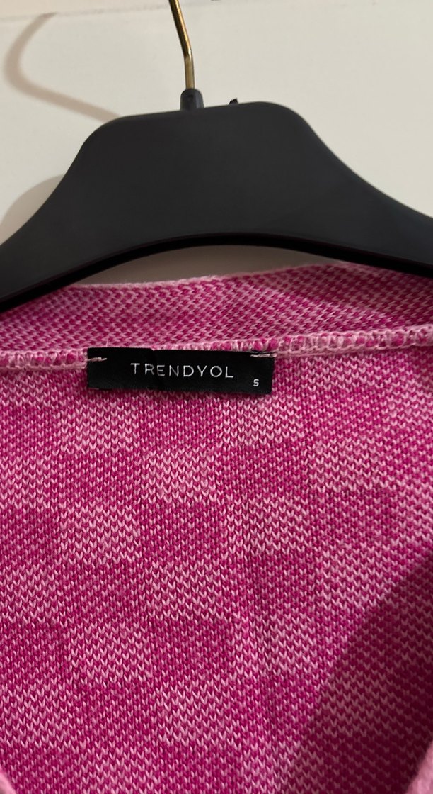 Pembe Kareli V Yaka Triko Hırka - Görsel 2